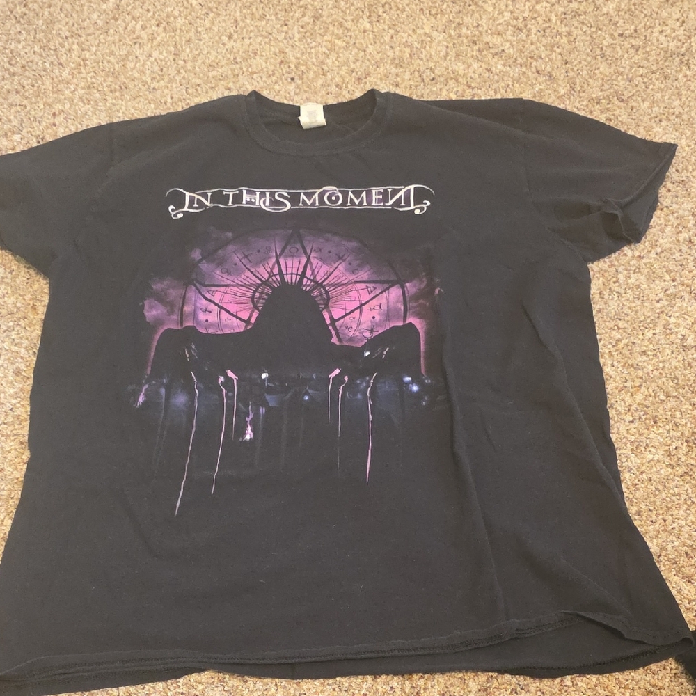 Black Graphic T-Shirt with Pink Design
